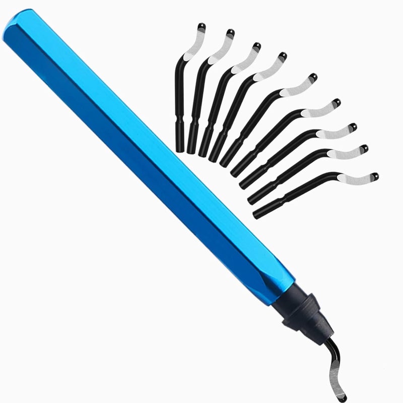 Askwhy Deburring Tool with 10 High-Speed Steel Blades – Ideal for 3D Printing, Metal, Resin, Copper, Plastic, PVC Pipes, Aluminum, and Wood – Precision Burr Remover with Ergonomic Handle - Image 1